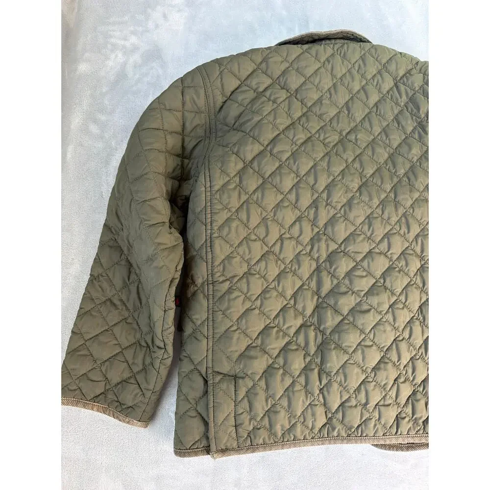 Polo Ralph Lauren Quilted Barn Jacket Corduroy Collar Green Youth Small 8-10